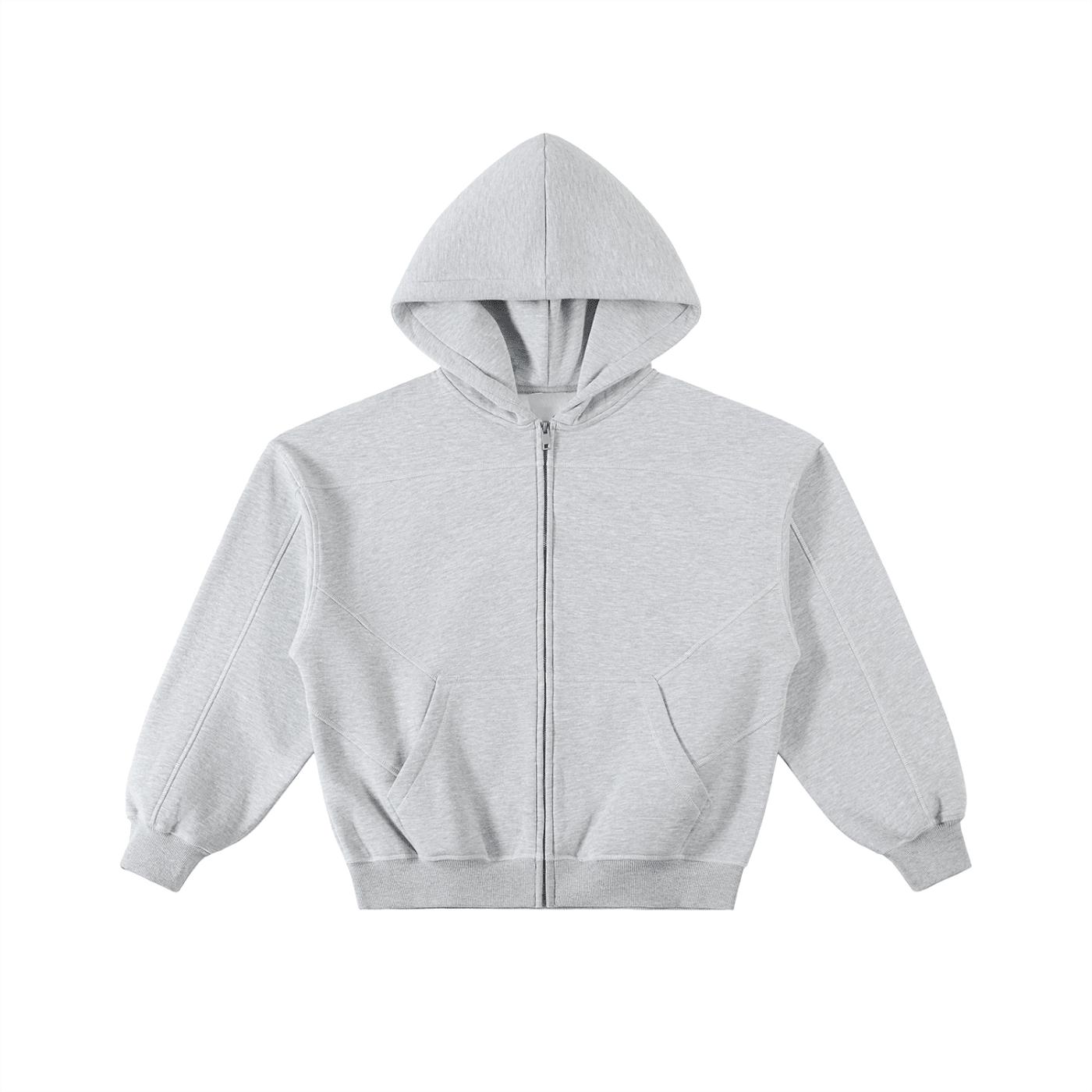 Contrast - Stitched Boxy Fleece Zip Hoodie - Simpleblanks