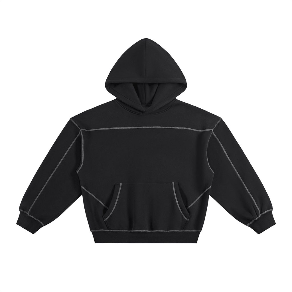 Contrast - Stitched Boxy Fleece Hoodie - Simpleblanks