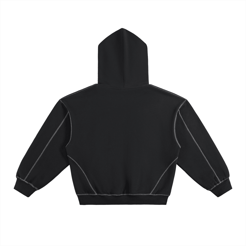 Contrast - Stitched Boxy Fleece Hoodie - Simpleblanks