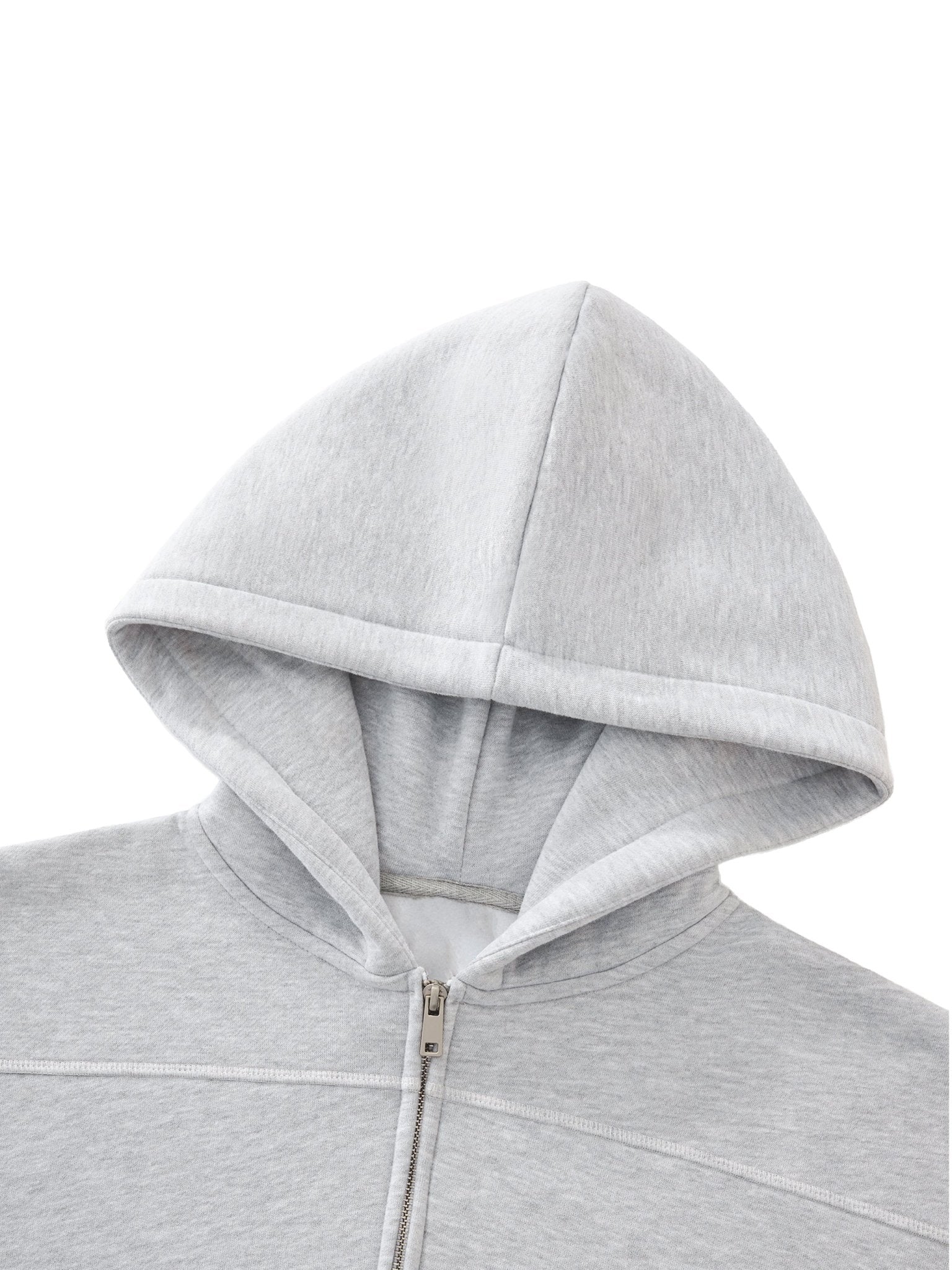 Contrast - Stitched Boxy Fleece Zip Hoodie - Simpleblanks